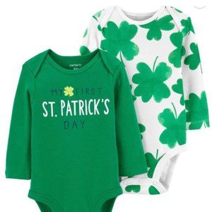 NWT Carter's My First St. Patrick's Day and shamrock 2 pack long sleeve onesies